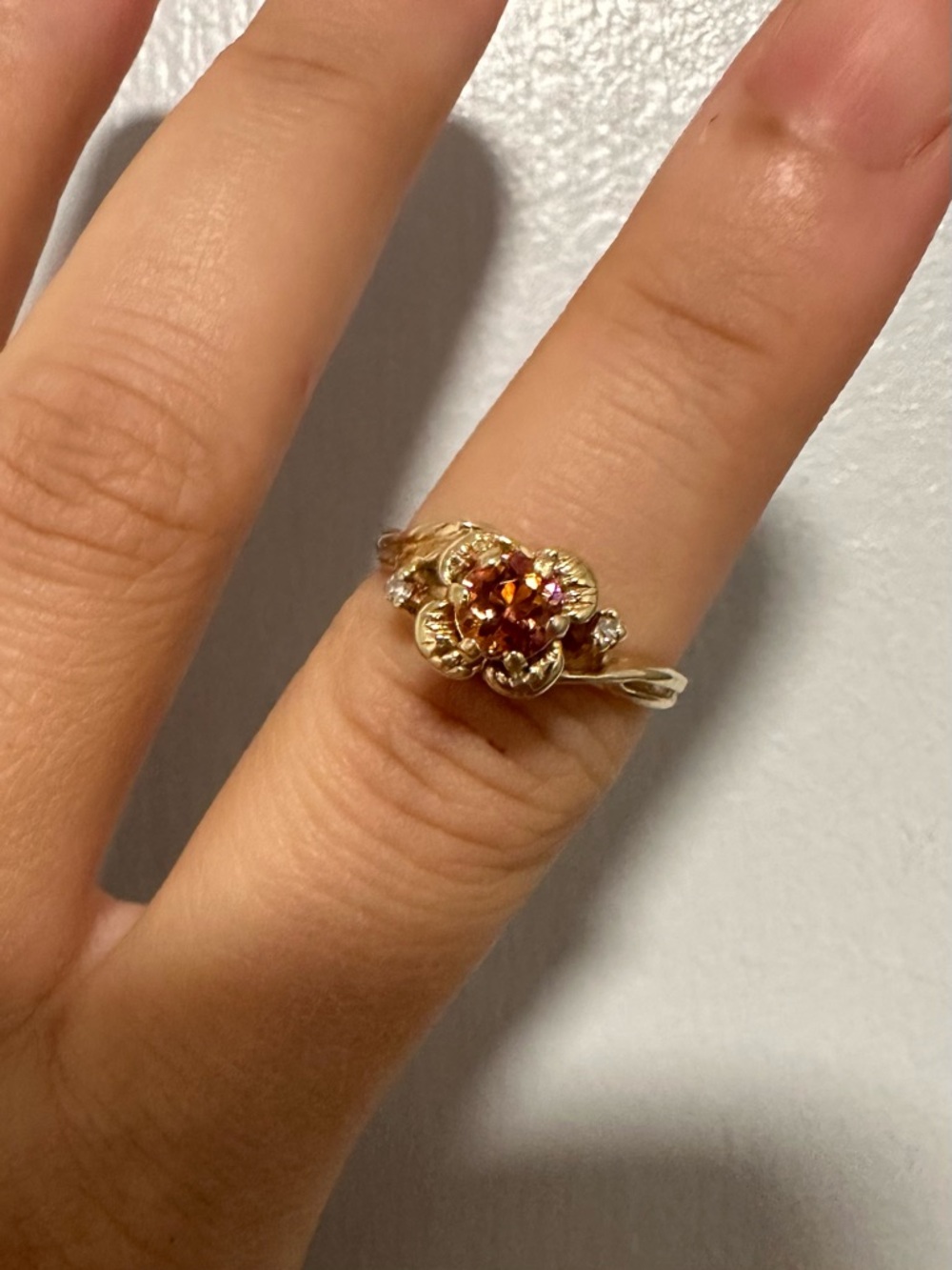 14k Solid Yellow Gold Rose Ring with Sunrise Topaz